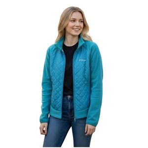 Columbia‎ Warmer Days Fleece Quilted Jacket Teal Full Zip Women's XL-Outdoors
